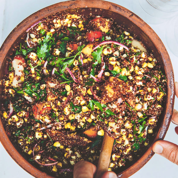 Grains with Roasted Corn and Peaches