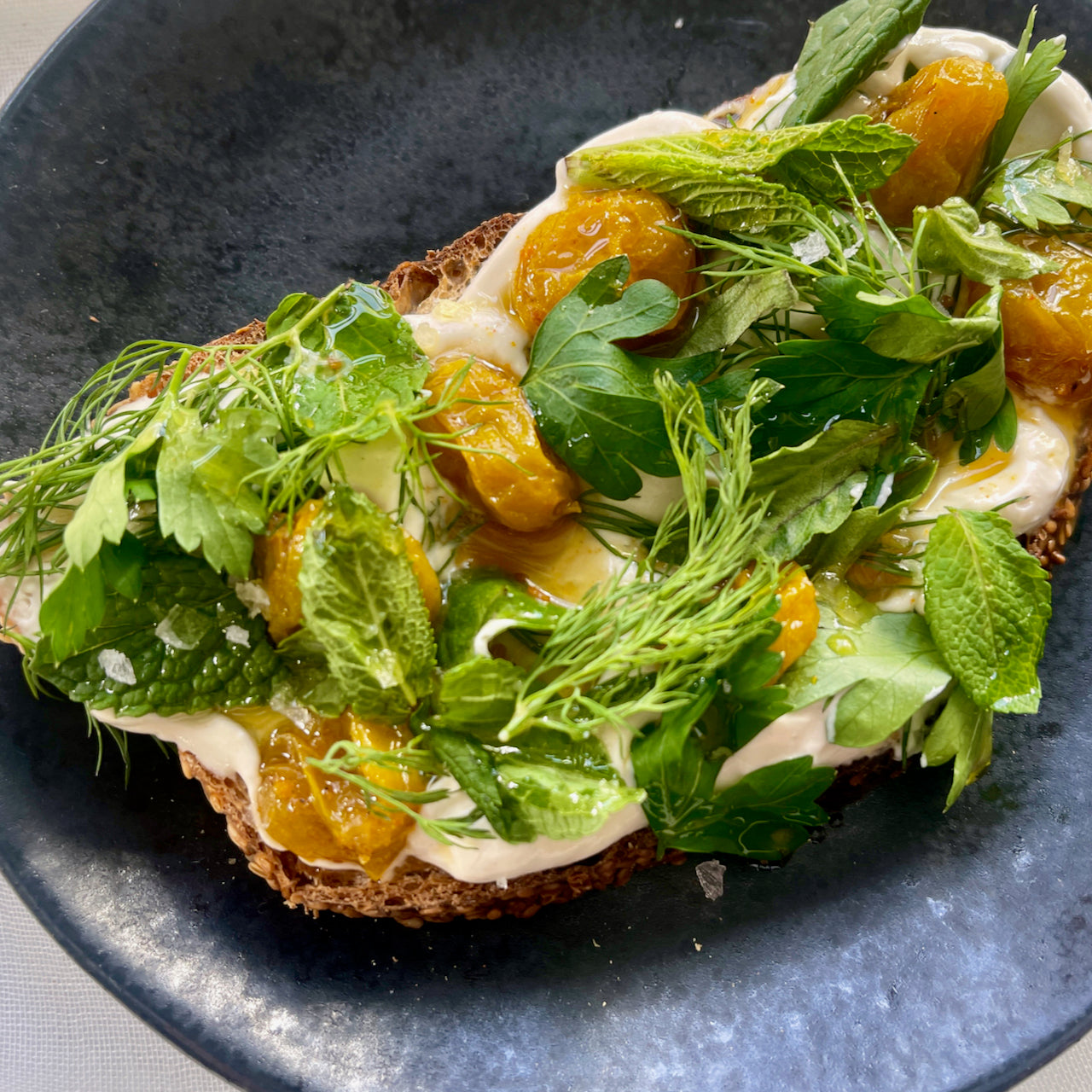Tahini and Herb Crostini