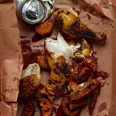 Beer Can Chicken with Roasted Sweet Potatoes - La Boîte
