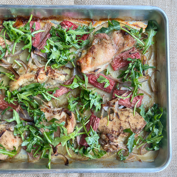 Rhubarb Sheet Pan Chicken