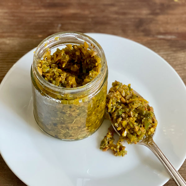 Green Olive Saffron Gremolata