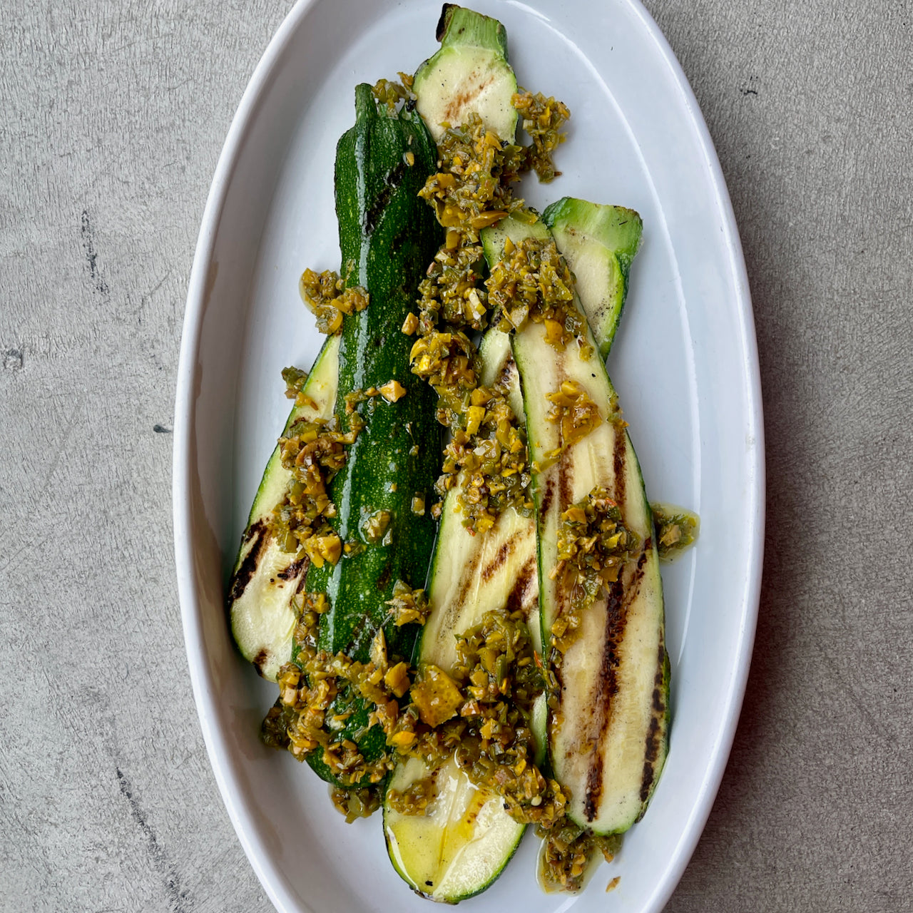 Zucchini with Green Olive Gremolata – La Boîte