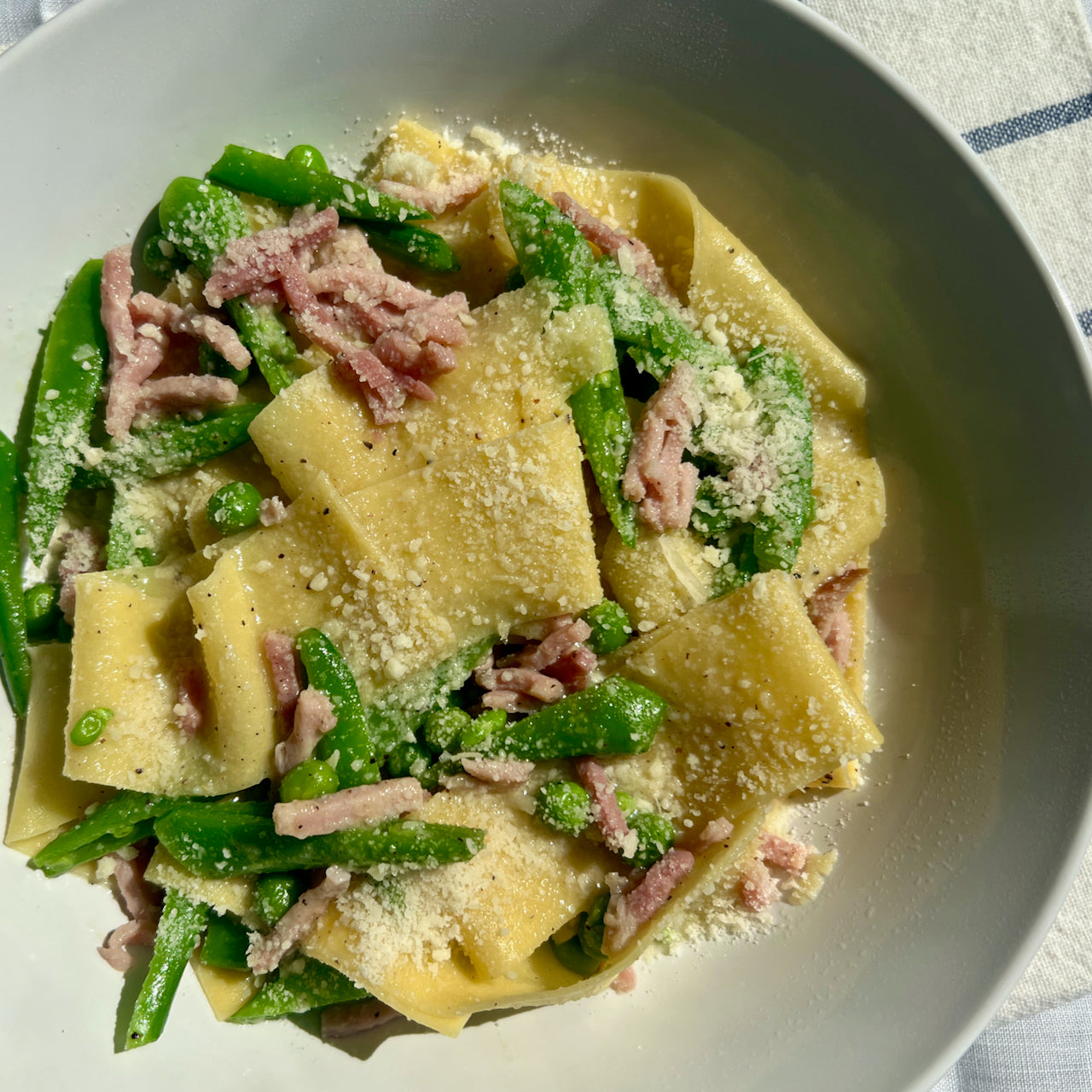 Pappardelle, Peas, and Ham