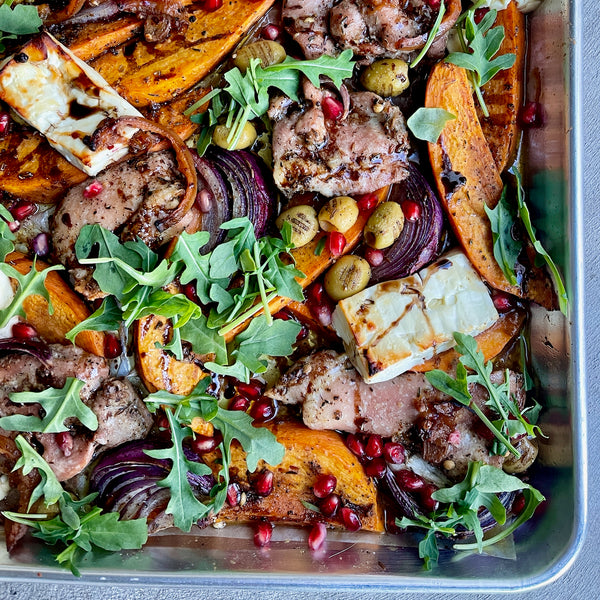 Pomegranate Chicken with Sweet Potato 