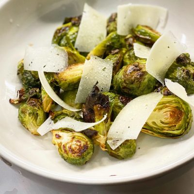 Roasted Brussels Sprouts with Lemon and Manchego Cheese