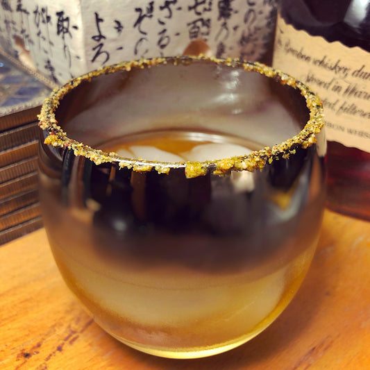 Gold Fashioned, an old fashioned cocktail with silan and mishmish