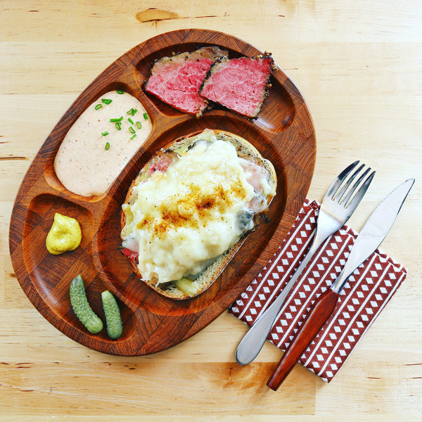 platter with reuben sandwich