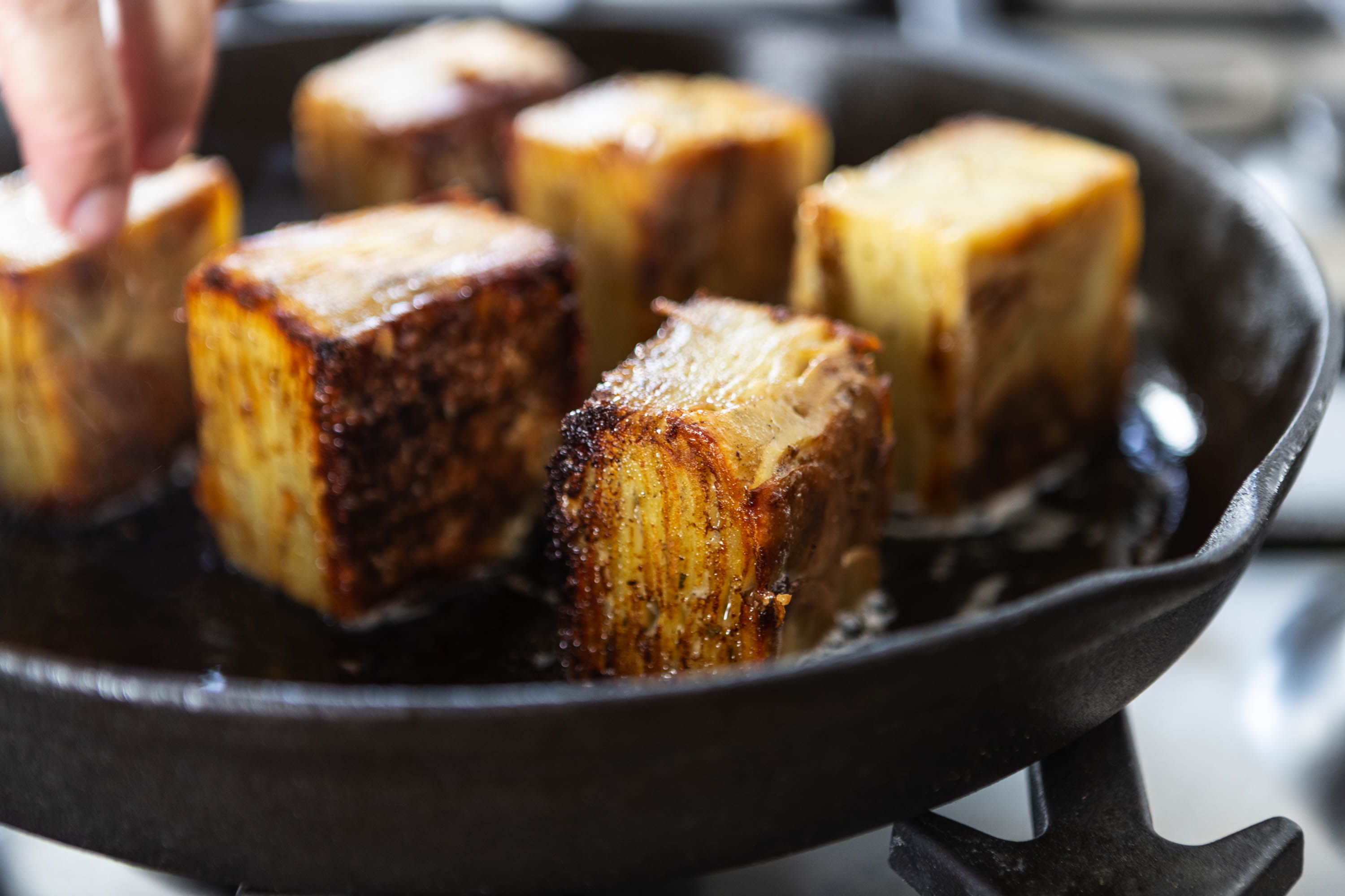 Crunchy Fried Potato Gratin Cubes