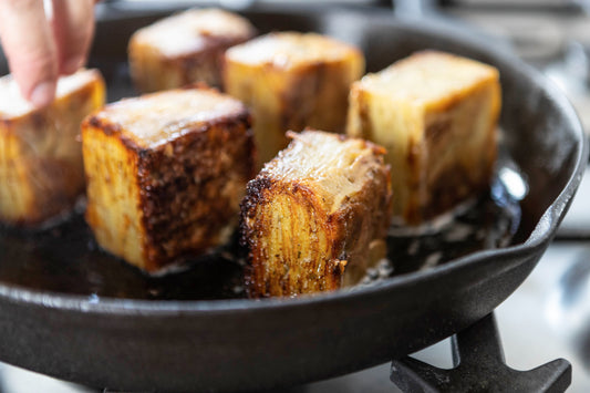 Crunchy Fried Potato Gratin Cubes
