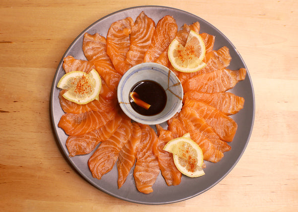 salmon sashimi with ponzu
