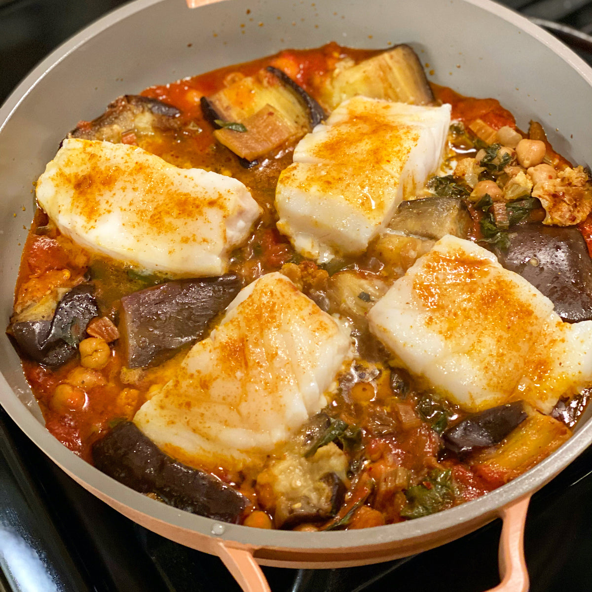 Braised Cod with Saffron and Smoked Paprika – La Boîte