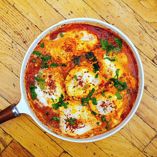 Shakshuka in a frying pan