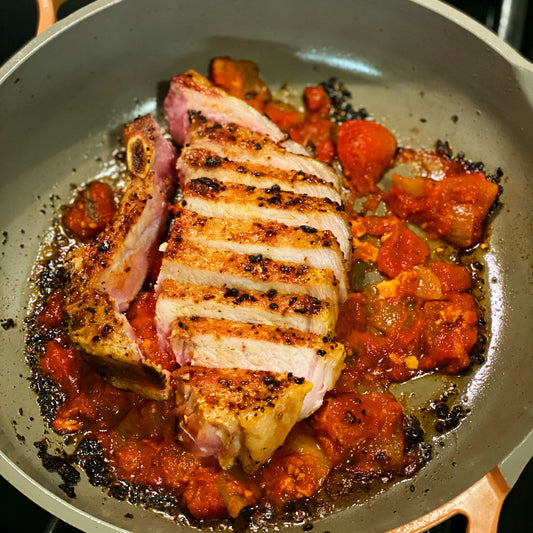 Harissa and Tomato Pork Chop