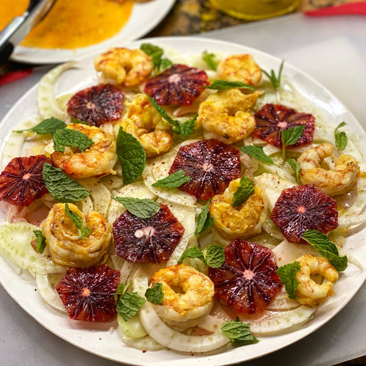 shrimp fennel and blood orange salad