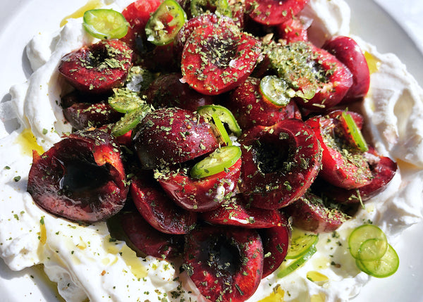 Labneh Cherry Serrano Salad