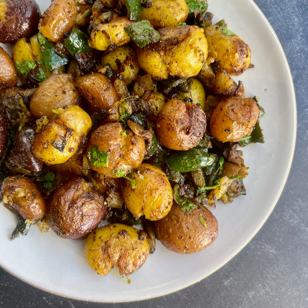 Baby Potatoes with Peppers and Onions