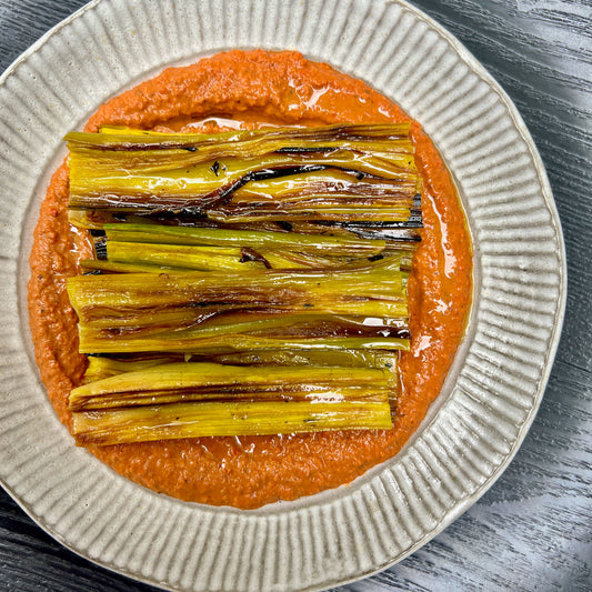 Charred Leeks and Muhammara