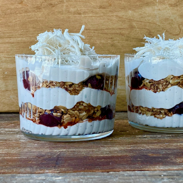 Cherry Tahini parfait sesame