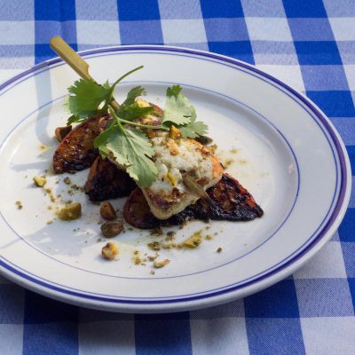 Grilled Halloumi with Peaches