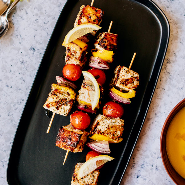Grilled Swordfish Kebabs with Shabazi