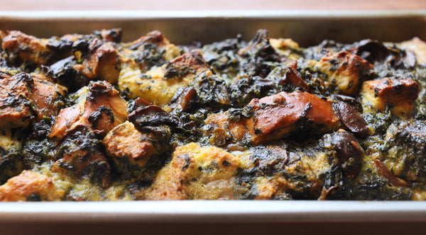 savory spinach bread pudding