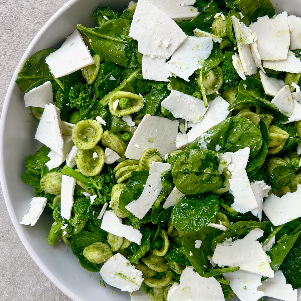 Lavender basil pesto pasta salad