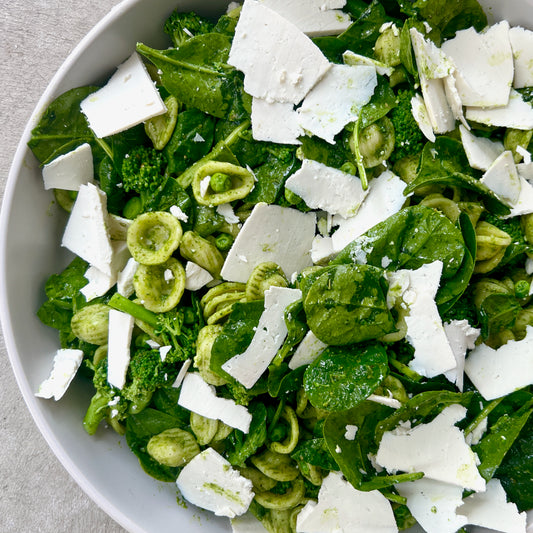 Lavender basil pesto pasta salad