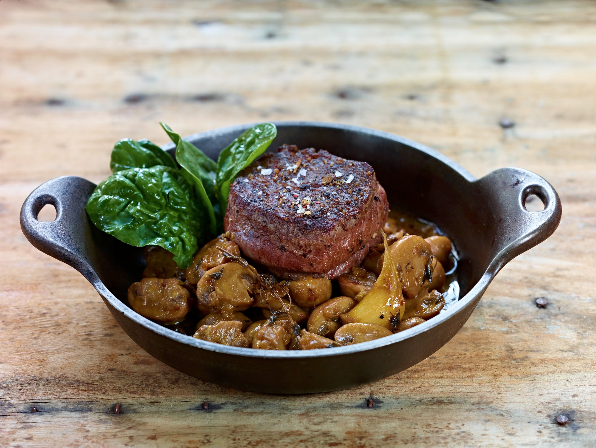 Pepper Crusted Beef Tenderloin with Sautéed Mushrooms