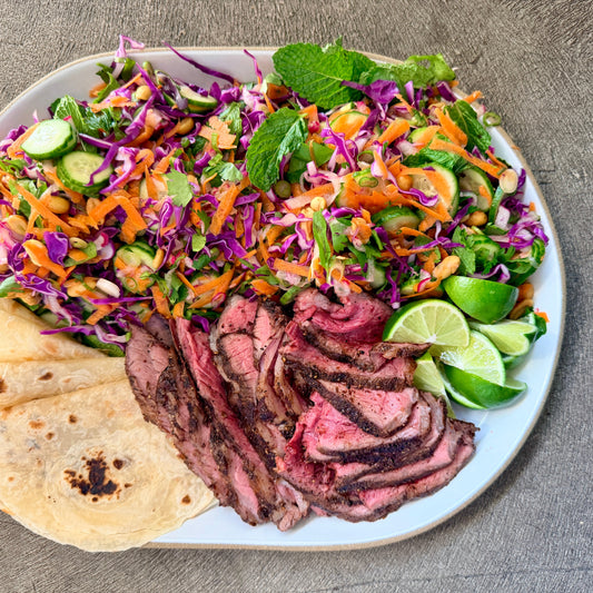 Massaman Marinated Steak and Red Cabbage Salad