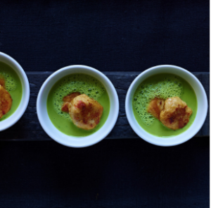 Ricotta Gnudi with Pea Soup