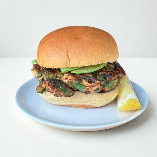 Salmon Burger with Harissa and Honey