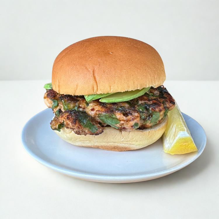 Salmon Burger with Harissa and Honey