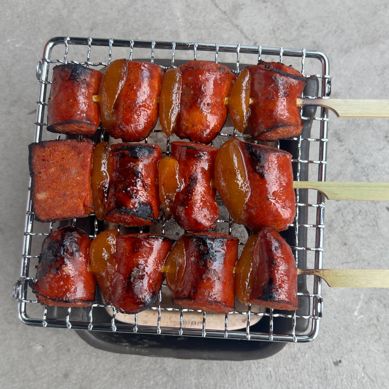 chorizo and kumquat skewers