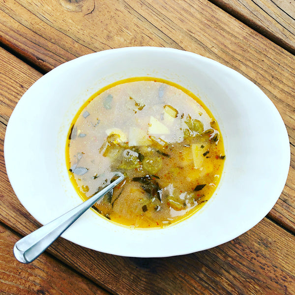 Stem soup, collard and cabbage stems