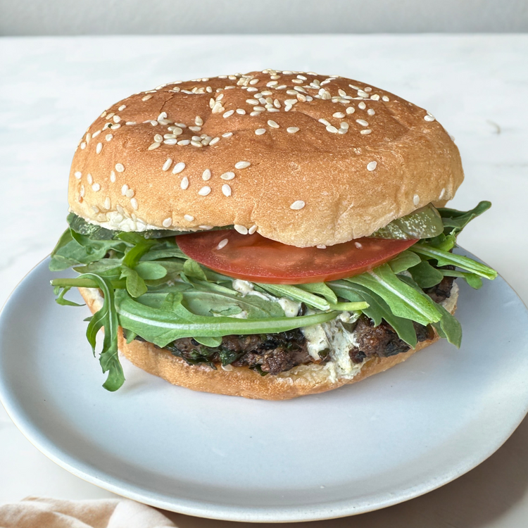 Lamb Burger with Chermoula Yogurt Sauce