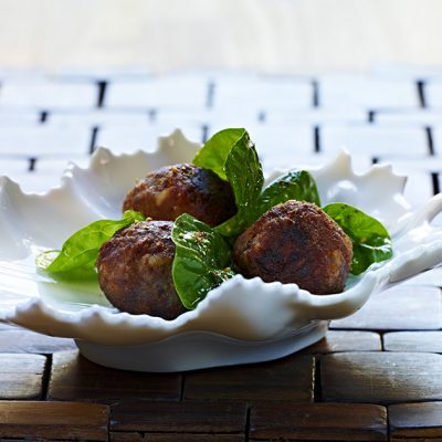 Lamb Meatballs with Spinach Salad