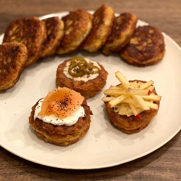 latkes with toppings