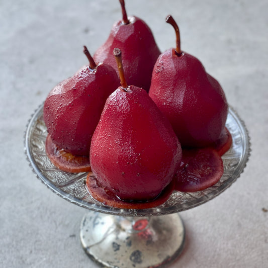 Red Wine Poached Pears