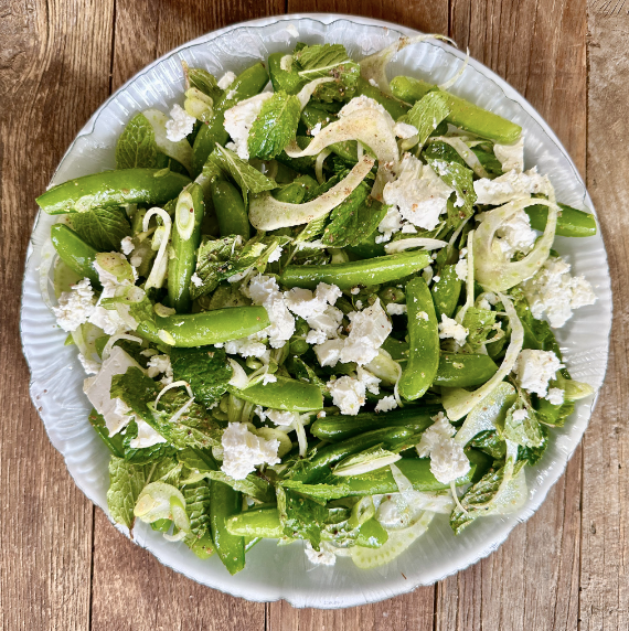 Snow Pea and Mint Salad with Feta and Fennel