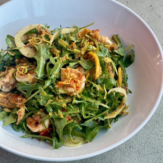 Warm Shrimp and Arugula Salad