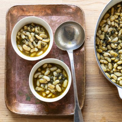 White Beans with Charred Spinach