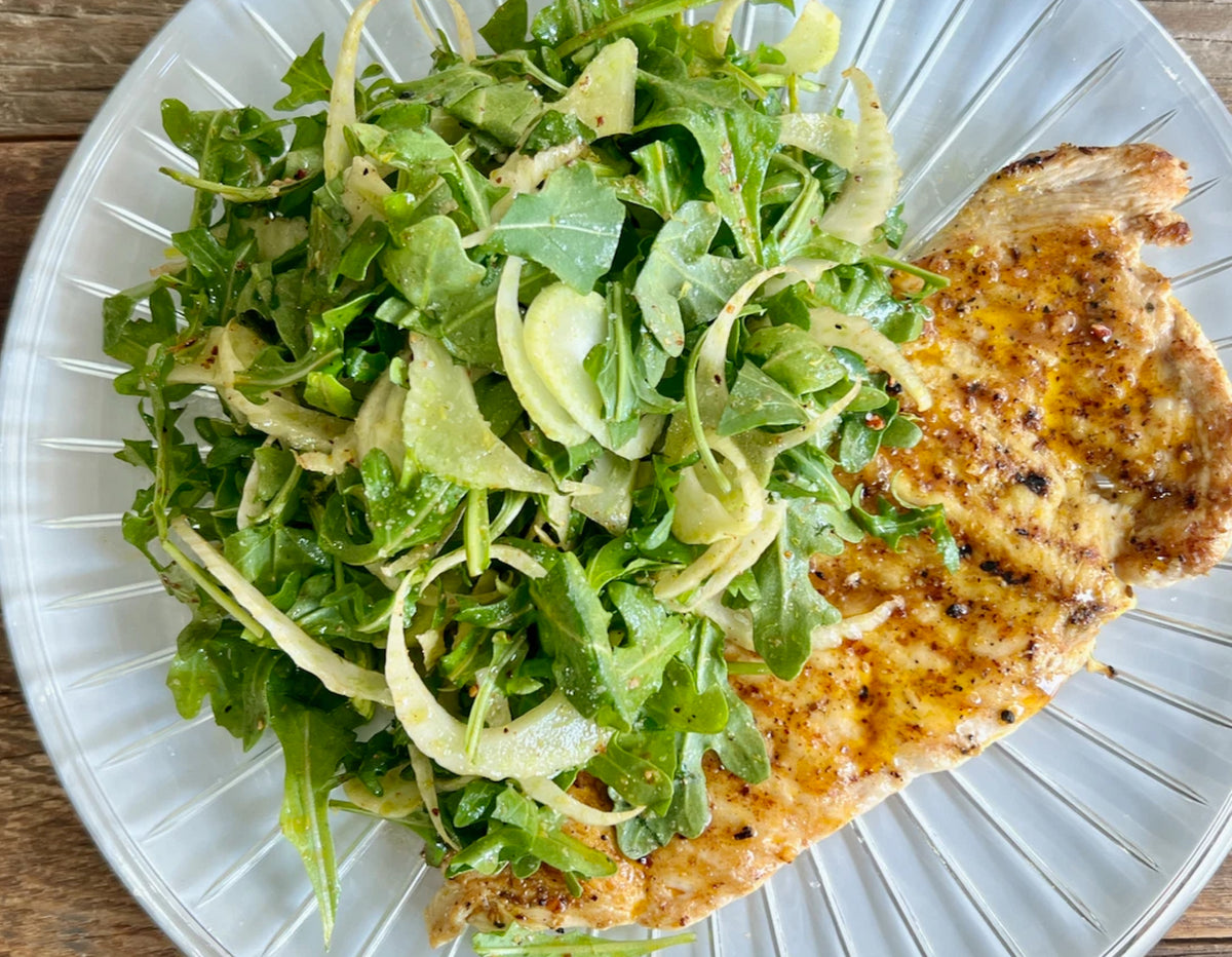 Chicken Paillard with Arugula Fennel Salad