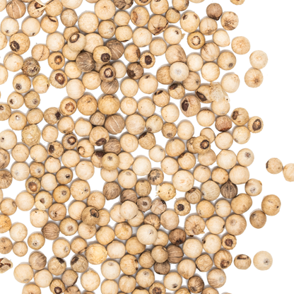 close up penja white pepper