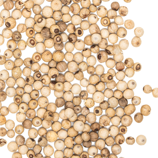 close up penja white pepper