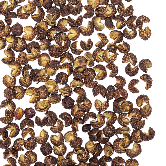 close up green sichuan peppercorn